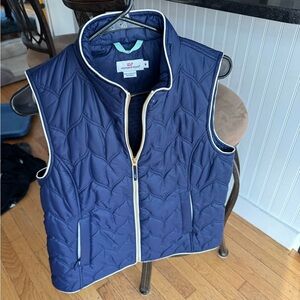 Vineyard Vines Diamond Quilted Vest with White Trim